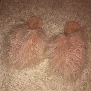 Ugg Fluff Slippers with Hard Sole Pink Size 9